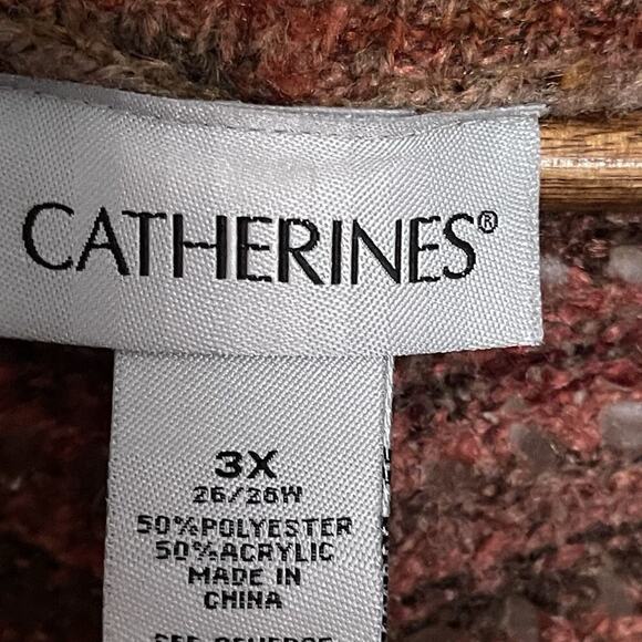 Catherines Loose Knit Chunky Open Front Cardigan Size 3X Boho Hippie - Picture 3 of 5